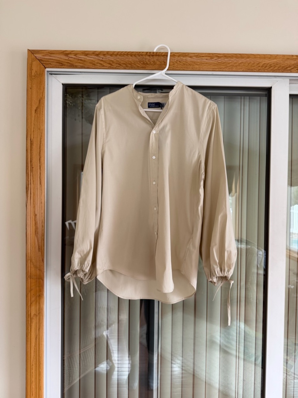 Polo by Ralph Lauren Beige Button-Front Puff-Sleeve Shirt